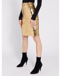 Alice + Olivia Ramos Sequin Fitted Skirt - Metallic