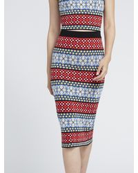 Alice + Olivia Morena Pencil Midi Skirt - Multicolour