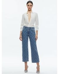 Alice + Olivia - Weezy Quilted Embellished Cropped Mid Rise Jean - Lyst