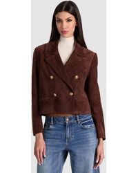 Alice + Olivia - Avery Suede Double Breasted Blazer - Lyst