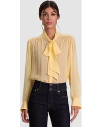 Alice + Olivia - Thayer Tie Neck Blouse - Lyst