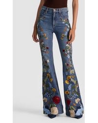 Alice + Olivia - Beautiful Embroidered Bell Bottom Jeans - Lyst