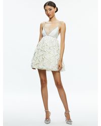 Alice + Olivia - Wilmarie Embellished Lace Ruffle Mini Gown - Lyst