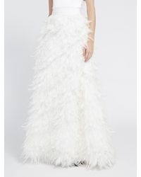Alice + Olivia Ursula Feather Ball Gown Skirt - White