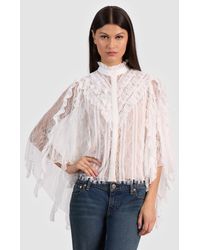 Alice + Olivia - Rheba Lace Ruffle Sleeve Top - Lyst
