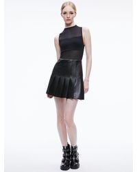 Alice + Olivia - Chara Vegan Leather Pleated Mini Dress - Lyst