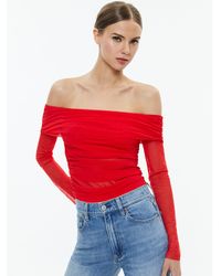 Alice + Olivia - Isadola Over The Shoulder Ruched Long Sleeve Top - Lyst