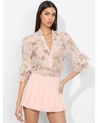 Alice + Olivia - Ilan Smocked Blouse - Lyst
