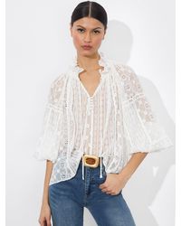 Alice + Olivia - Norah Eyelet Blouse - Lyst