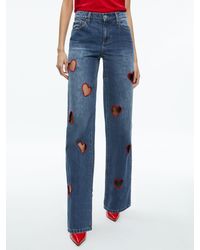 Alice + Olivia - Karrie Embroidered Heart Cutout Jean - Lyst