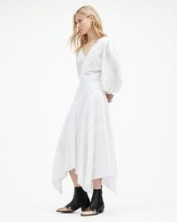 AllSaints - Aviana V-neck Broderie Maxi Dress, - Lyst