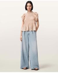 AllSaints - Haze Wide Leg Pleated Jeans - Lyst