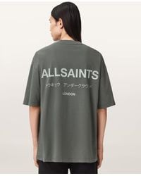 AllSaints - Underground Oversized Crew Neck T-Shirt,, Grange - Lyst