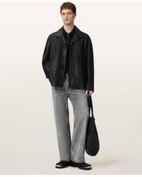 AllSaints - Bradwell Boxy Leather Coat - Lyst