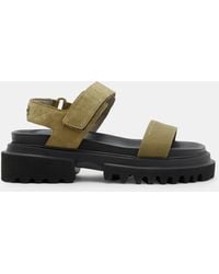 AllSaints - Rory Chunky Suede Velcro Sandals - Lyst