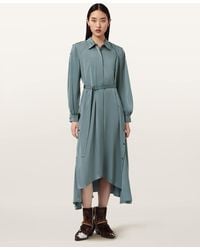 AllSaints - Polyester Lexi Midi Dress, /Us 2 - Lyst