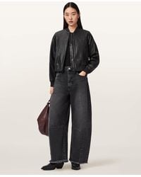 AllSaints - Leather Repurpose Leather Bomber Jacket, /Us 2 - Lyst