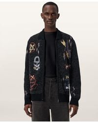 AllSaints - Meller Zip Up Jacquard Cardigan - Lyst