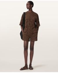 AllSaints - Amelie Mid Rise Relaxed Lace Shorts - Lyst
