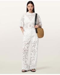 AllSaints - Amelie Straight Leg Lace Pants - Lyst