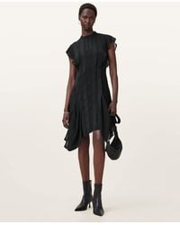 AllSaints Fleur Venetia Mini Asymmetric Hem Dress in White | Lyst UK
