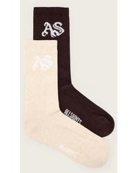 AllSaints - Cotton Gothic 2 Pack Socks, /M - Lyst