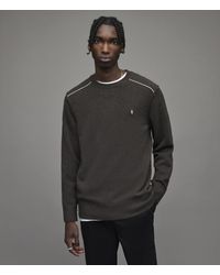 AllSaints Breton Crew Sweater in White 
