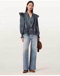 AllSaints - Nisa Embroidered Cotton Top - Lyst