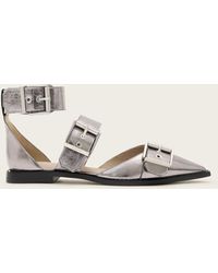AllSaints - Sutton Metallic Leather Point Toe Shoes - Lyst