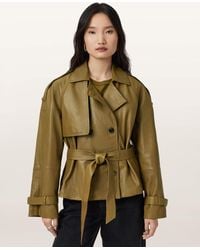 AllSaints - Reed Cropped Leather Trench - Lyst