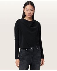 AllSaints - Skyler Long Sleeve Asymmetric Oversized Top - Lyst