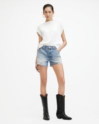 AllSaints - Idaho Western Style Denim Shorts, - Lyst