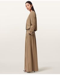 AllSaints - Wool/Polyester Poppy Wide Leg Pleated Trousers, /Us 2 - Lyst