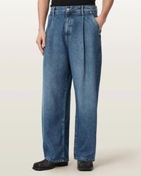 AllSaints - Daze Pleated Wide Leg Jeans - Lyst