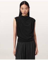 AllSaints - Emerson Sleeveless Pleated Top - Lyst