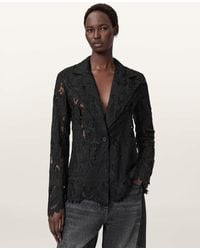 AllSaints - Polyester Charli Relaxed Fit Embroidered Jacket, /Us 2 - Lyst