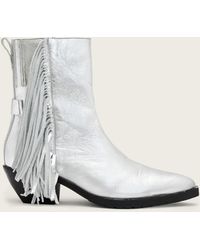 AllSaints - Bazely Metallic Fringe Boots - Lyst