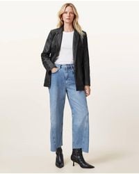 AllSaints - Deri Single Breasted Leather Blazer - Lyst