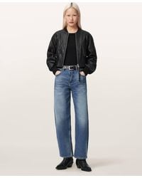 AllSaints - Suri Cropped Leather Bomber Jacket - Lyst