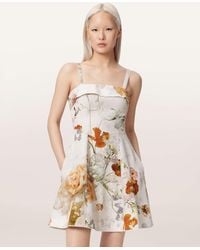 AllSaints - Char Floral Linen Blend Mini Dress - Lyst