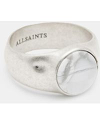 AllSaints - Ryker Sterling Silver Stone Ring, - Lyst