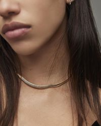 AllSaints - Flat Snake Gold-tone Necklace - Lyst