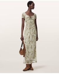 AllSaints - Gabby Floral Print Mesh Maxi Dress - Lyst