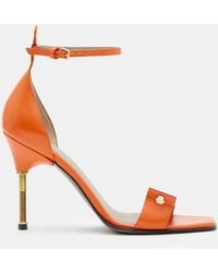 AllSaints - Betty Square Toe Leather Heeled Sandals - Lyst
