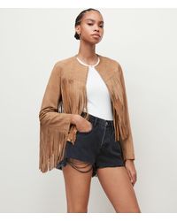 AllSaints Women's Astral Suede Fringed Jacket - Brown