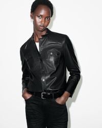 AllSaints - Rock Leather Western Shirt - Lyst