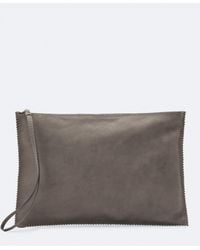 AllSaints - Siloh Pinked-Edge Large Leather Pouch - Lyst