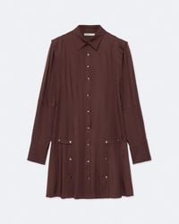 AllSaints - Artemis Silk-Blend Mini Shirt Dress - Lyst