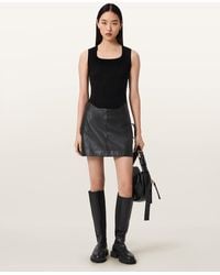 AllSaints - Renai Leather Mini Skirt - Lyst