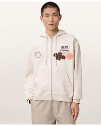 AllSaints - Patcher Zip Up Cotton Hoodie - Lyst